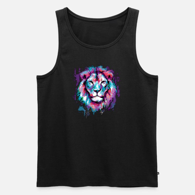 Löwe Kunst Malerei - Männer Premium Bio Tank Top - Schwarz