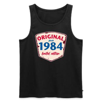 1984 Blechschild - limeted edition - Vintage - Männer Premium Bio Tank Top - Schwarz - Vorne - AI Model Male 178 light (178cm)