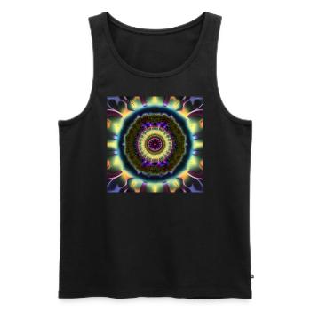 Mandelbrot Mandala in 3D - Men's Premium Organic Tank Top - black - Front - AI Model Male 178 light (178cm)