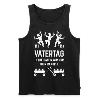 Vatertag – Bier Im Kopf (2 Bollerwagen / White) - Männer Premium Bio Tank Top - Schwarz - Vorne - Michal (187cm)