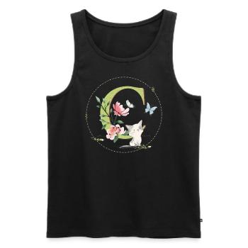 Lettre initiale C avec chat - Débardeur bio Premium Homme - noir - Devant - AI Model Male 178 light (178cm)