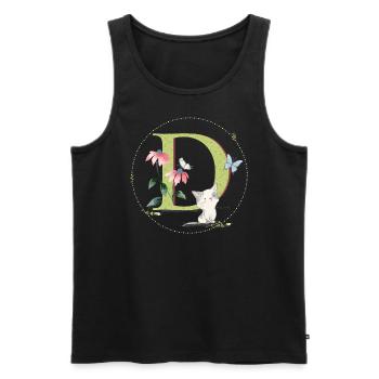 Initial letter D with cat - Men's Premium Organic Tank Top - black - Front - AI Model Male 178 light (178cm)