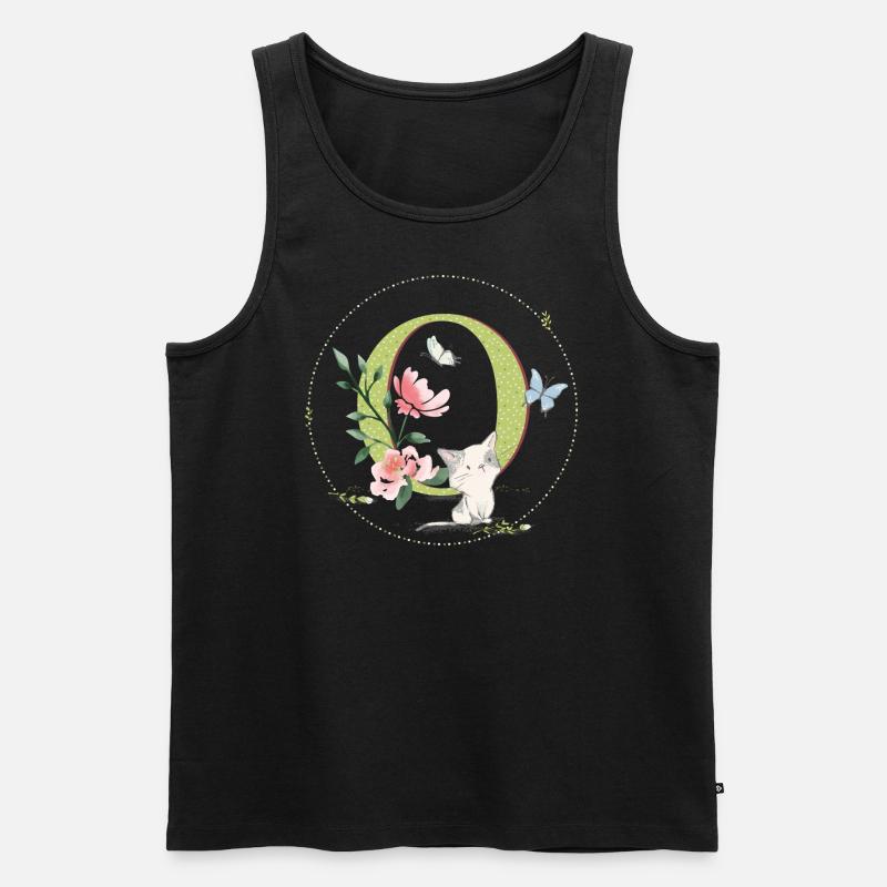 Anfangsbuchstabe O mit Katze - Männer Premium Bio Tank Top - Schwarz