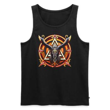 Baphomet - Luzifer - Teufel - Satan - 666 - Männer Premium Bio Tank Top - Schwarz - Vorne - AI Model Male 178 light (178cm)