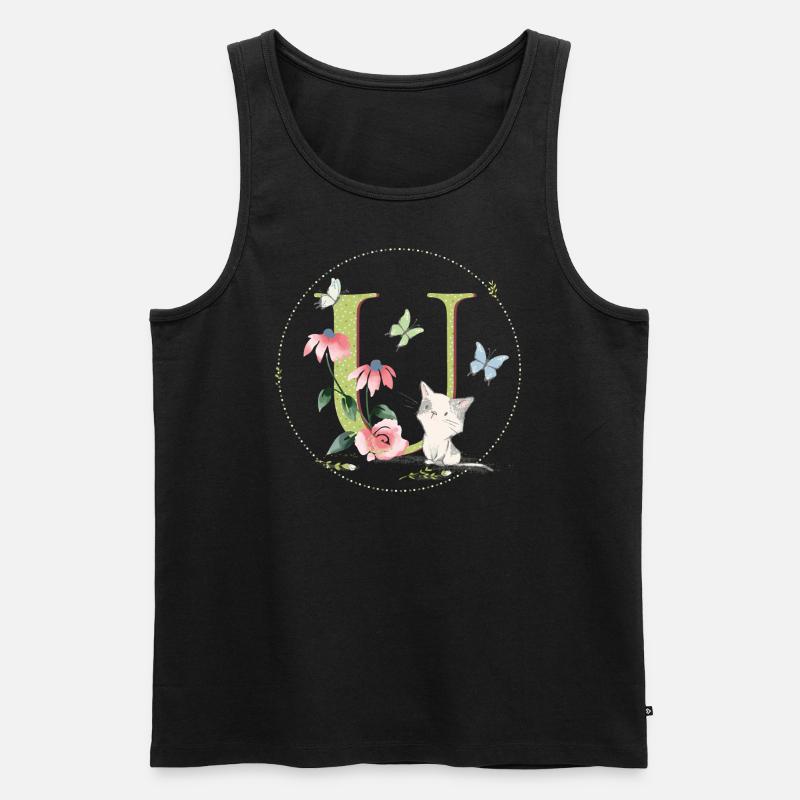 Anfangsbuchstabe U mit Katze - Männer Premium Bio Tank Top - Schwarz