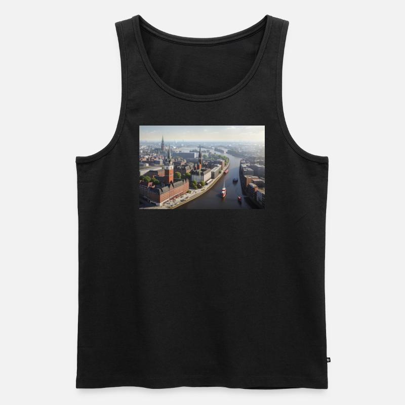 Hamburger Stadtkern - Männer Premium Bio Tank Top - Schwarz
