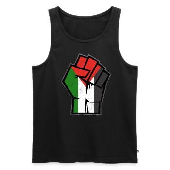 Palestine libre, Vinatge Patriotique palestinien - Débardeur bio Premium Homme - noir - Devant - AI Model Male 178 light (178cm)