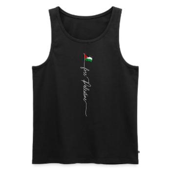 Free Palestine, vintage Palestinian Patriotic Flag - Men's Premium Organic Tank Top - black - Front - AI Model Male 178 light (178cm)
