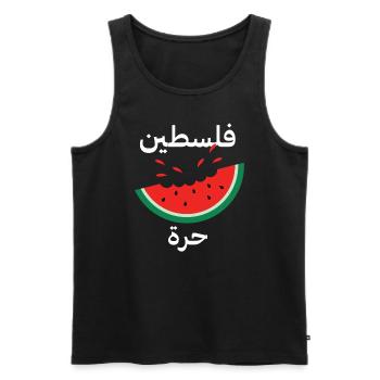 Symbole patriotique de la pastèque Palestine Arabis libre - Débardeur bio Premium Homme - noir - Devant - AI Model Male 178 light (178cm)