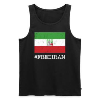 Drapeau iranien, Liberté de la vie des femmes en farsi, - Débardeur bio Premium Homme - noir - Devant - AI Model Male 178 light (178cm)