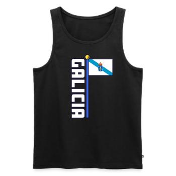 Galice, Drapeau de Galice, bandeira do orgullo galego - Débardeur bio Premium Homme - noir - Devant - AI Model Male 178 light (178cm)