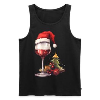 Conception de Noël drôle d’amateur de vin - Débardeur bio Premium Homme - noir - Devant - Michal (187cm)