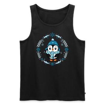 süßer Pinguin Winter Schneeflocken Tiere Mädchen - Männer Premium Bio Tank Top - Schwarz - Vorne - AI Model Male 178 light (178cm)