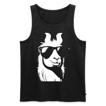 Lustiges Alpaka mit Sonnenbrille Coole Alpakas - Männer Premium Bio Tank Top - Schwarz - Vorne - Michal (187cm)
