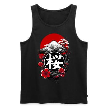 Japanese cherry blossom - Men's Premium Organic Tank Top - black - Front - Michal (187cm)
