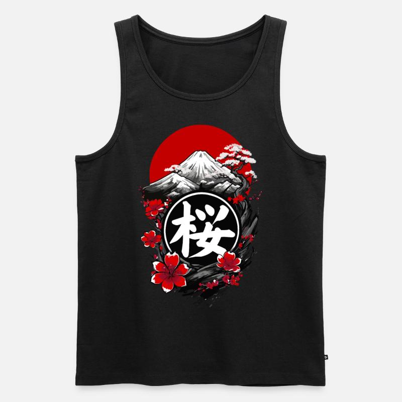 Japanische Kirschblüte - Männer Premium Bio Tank Top - Schwarz