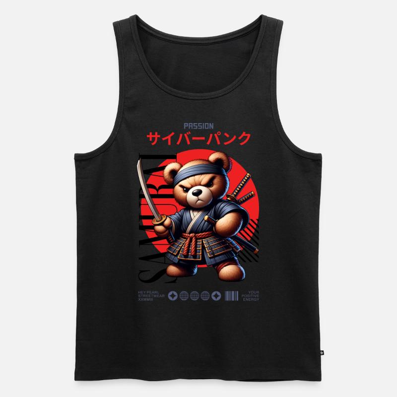 Samurai Teddy Japan - Männer Premium Bio Tank Top - Schwarz
