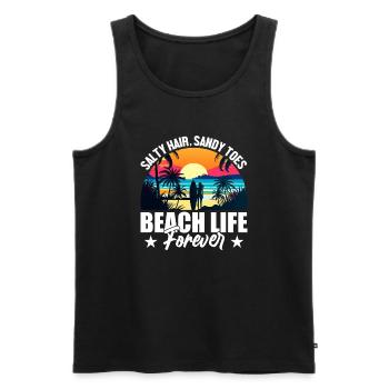 Salziges Haar Sandige Zehen Strandleben Für immer - Männer Premium Bio Tank Top - Schwarz - Vorne - AI Model Male 178 light (178cm)