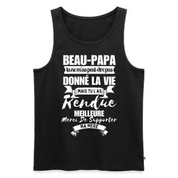 Step-Dad T-Shirt, You Made My Life Better - Men's Premium Organic Tank Top - black - Front - Michal (187cm)