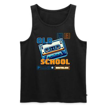 OldSchool - Männer Premium Bio Tank Top - Schwarz - Vorne - AI Model Male 178 light (178cm)