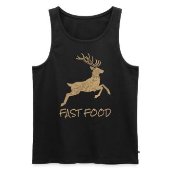 Fast Food flüchtender Hirsch Wildwechsel - Männer Premium Bio Tank Top - Schwarz - Vorne - AI Model Male 178 light (178cm)