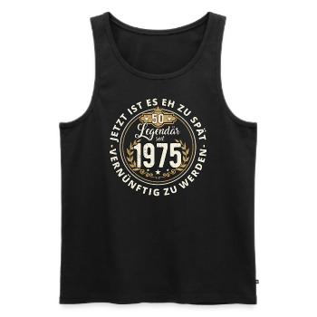 50. Geburtstag - Legendär seit 1975 Geschenkidee - Männer Premium Bio Tank Top - Schwarz - Vorne - Michal (187cm)