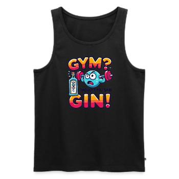 Gym? I Thought Gin! 🍸💪- Fitness Edition - Männer Premium Bio Tank Top - Schwarz - Vorne - Michal (187cm)
