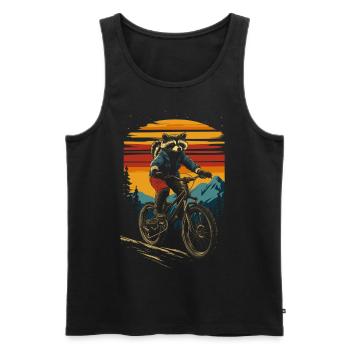 Balade en VTT avec raton laveur - Débardeur bio Premium Homme - noir - Devant - Michal (187cm)