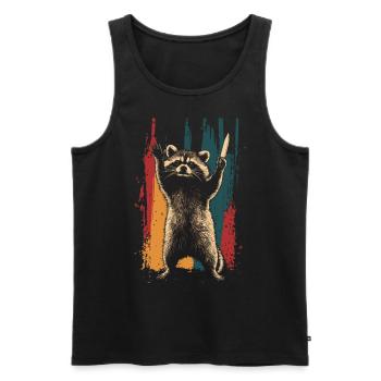 Frecher Waschbär mit Messer - Männer Premium Bio Tank Top - Schwarz - Vorne - AI Model Male 178 light (178cm)