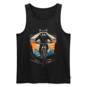 Balade en raton laveur VTT vintage - Débardeur bio Premium Homme - noir - Devant - Michal (187cm)
