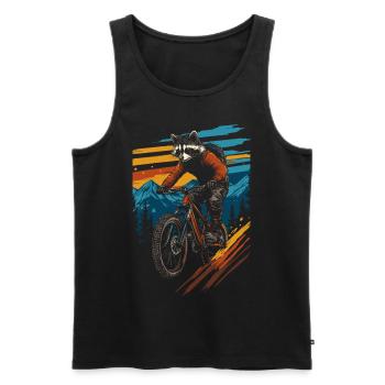 Balade en raton laveur VTT vintage - Débardeur bio Premium Homme - noir - Devant - Michal (187cm)