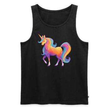 Glitzer Regenbogen Einhorn - Männer Premium Bio Tank Top - Schwarz - Vorne - AI Model Male 178 light (178cm)