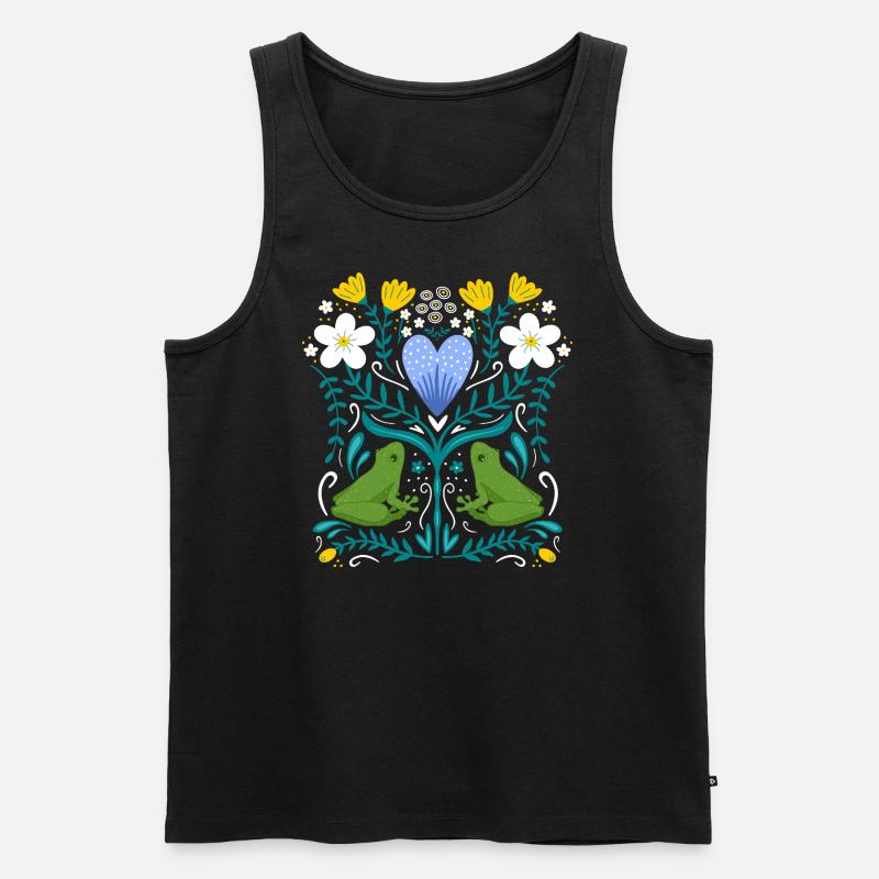 Frösche und blumen - Männer Premium Bio Tank Top - Schwarz