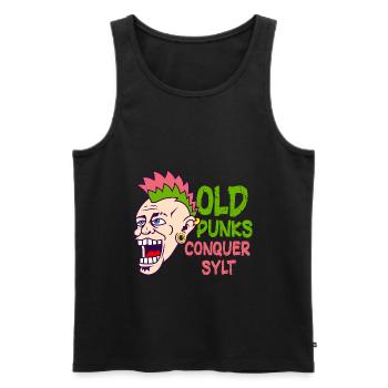 old punks conquer sylt / Alte Punks erobern Sylt - Männer Premium Bio Tank Top - Schwarz - Vorne - Michal (187cm)