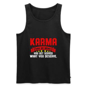 karma - Men's Premium Organic Tank Top - black - Front - Michal (187cm)