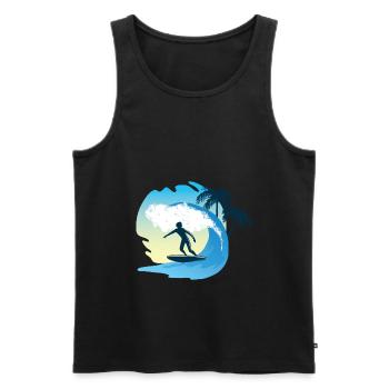 Surfen - Männer Premium Bio Tank Top - Schwarz - Vorne - AI Model Male 178 light (178cm)