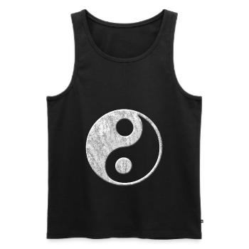 Yin Yang Stein Weiß 3D Effekt - Männer Premium Bio Tank Top - Schwarz - Vorne - AI Model Male 178 light (178cm)