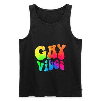 gay vibes / Gay Gay, CSD Gay Pride Design - Men's Premium Organic Tank Top - black - Front - Michal (187cm)
