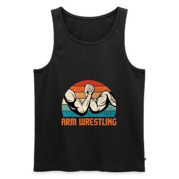 Retro Vintage Arm Wrestling Sport Arm Wrestler - Débardeur bio Premium Homme - noir - Devant - Michal (187cm)