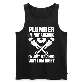 Funny Plumber Sayings | Artisan Gift Idea - Men's Premium Organic Tank Top - black - Front - Michal (187cm)