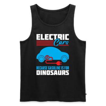 Les voitures électriques parce que l’essence est pour les dinosaures - Débardeur bio Premium Homme - noir - Devant - AI Model Male 178 light (178cm)