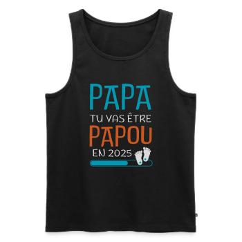 Papa Tu Vas Être Papou en 2025 Futur GrandPère - Débardeur bio Premium Homme - noir - Devant - Michal (187cm)