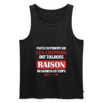 Crêpe - Cuisine - Raison - Goûter - Drôle - Humour - Débardeur bio Premium Homme - noir - Devant - AI Model Male 178 light (178cm)
