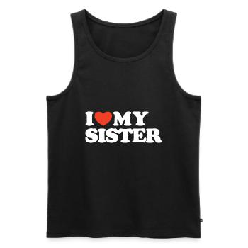 I Love My Sister Heart T-Shirt - Men's Premium Organic Tank Top - black - Front - Michal (187cm)