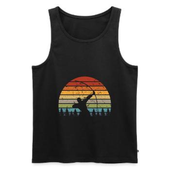Bogensport Retro Sonnenuntergang Bogenschießen - Männer Premium Bio Tank Top - Schwarz - Vorne - Michal (187cm)