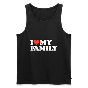 J’aime ma chemise cœur de famille - Débardeur bio Premium Homme - noir - Devant - Michal (187cm)