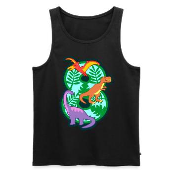 Dinosaurier 8. Geburtstagsparty Nummer 8 - 8 Jahre - Männer Premium Bio Tank Top - Schwarz - Vorne - Michal (187cm)
