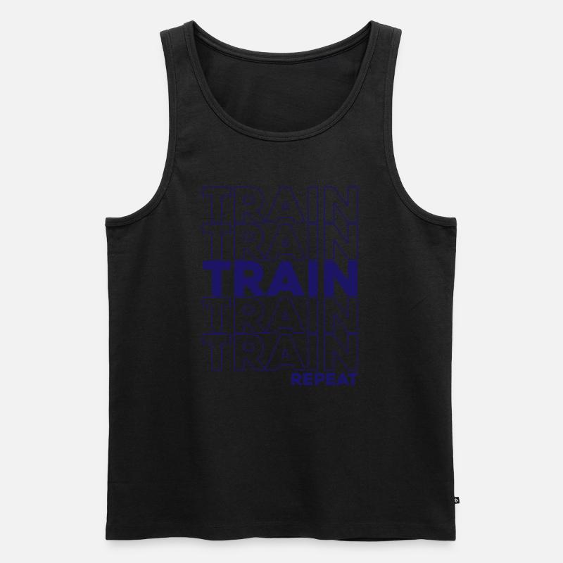 Train Train Train Repeat Workout Edition - Débardeur bio Premium Homme - noir