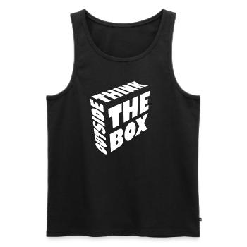 Think outside the box - Men's Premium Organic Tank Top - black - Front - AI Model Male 178 light (178cm)