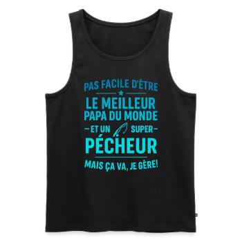 Super Papa Pêcheur pêche cadeau fête des père - Débardeur bio Premium Homme - noir - Devant - Michal (187cm)